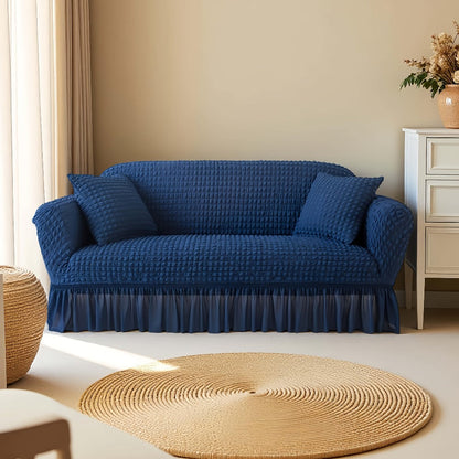 Sofa Cover Seersucker Stretch Slipcover with Elastic Band Closure for 1 to 4-Seater Sofas in Eight Colors
