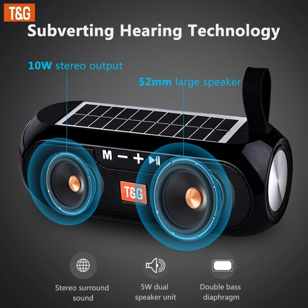 TG182 Solar Powered Bluetooth Speaker, 10W Outdoor Wireless Speaker, 1200mAh Battery, TF Card, FM Radio