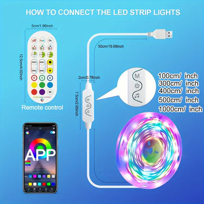RGBIC TV Backlight Strip Lights for 10-85 Inch TV & Monitor, USB Powered Smart LED Bias Lighting with App Control