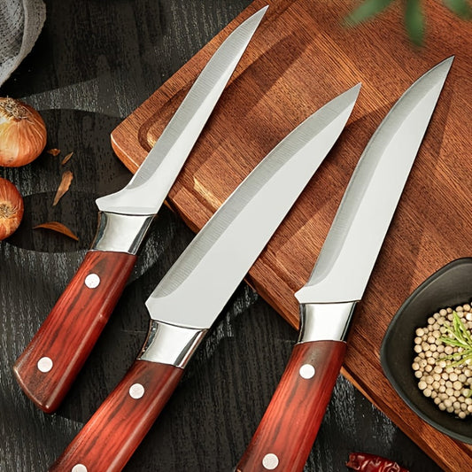 Kitchen Knife Set 3-Piece Hand-Forged Stainless Steel Boning, Fillet and Carving Knives with Optional Sheath