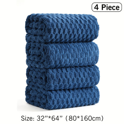 Bath Towels Set Single or 4-Piece 800GSM Oversized Microfiber Towels 32 x 64 Inch for Home and Guest Use