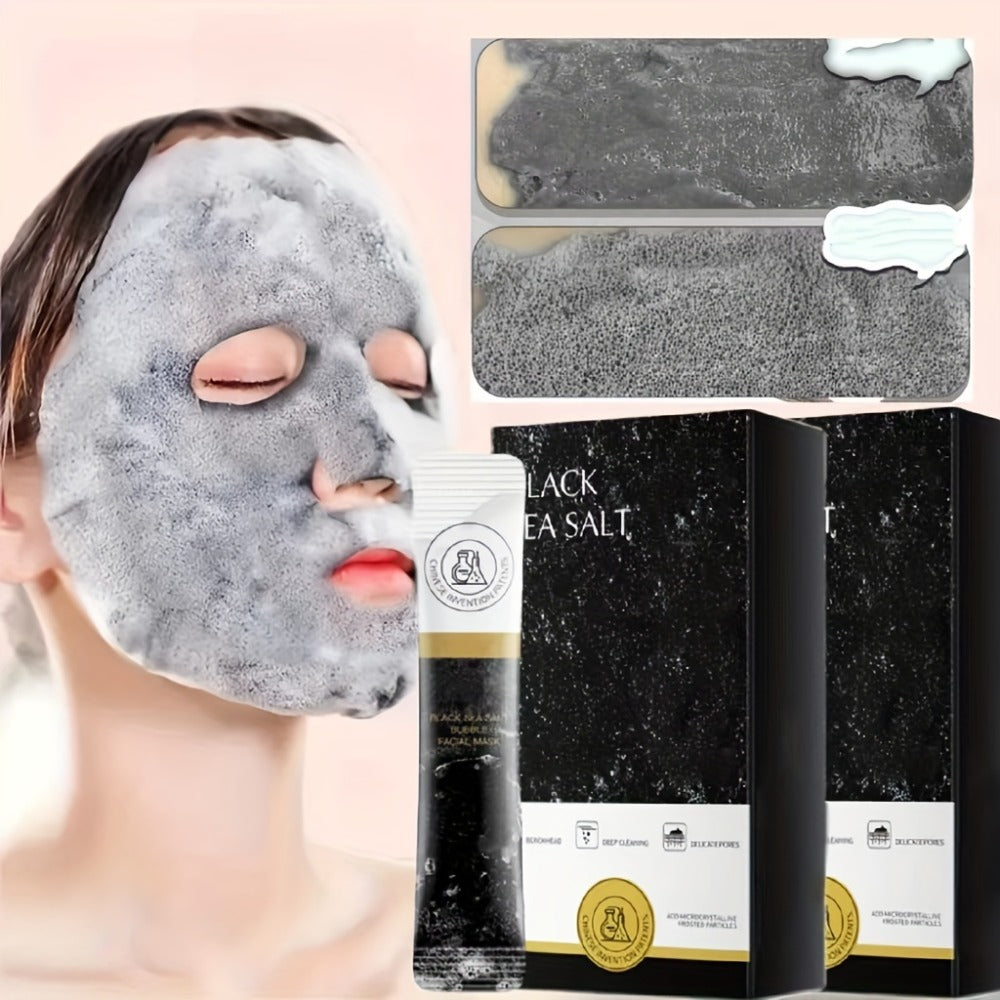 Face Mask, Black Sea Salt Bubble Single-Use Sachets, 5g Each with 12, 24 or 36-Packet Box Options