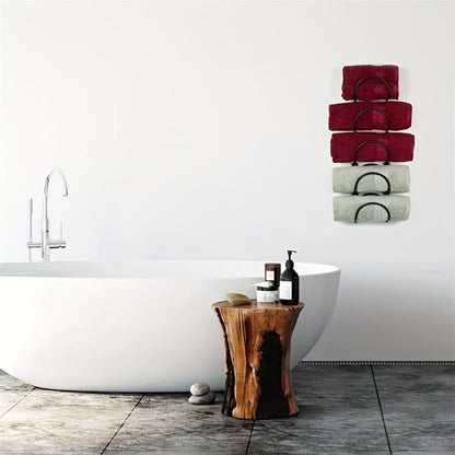 Wall Mounted Towel Rack with Hooks 6pcs Iron Hanging Rack Set Multi-Layer Wall Storage Organizer for Bathroom, Bedroom & Kitchen