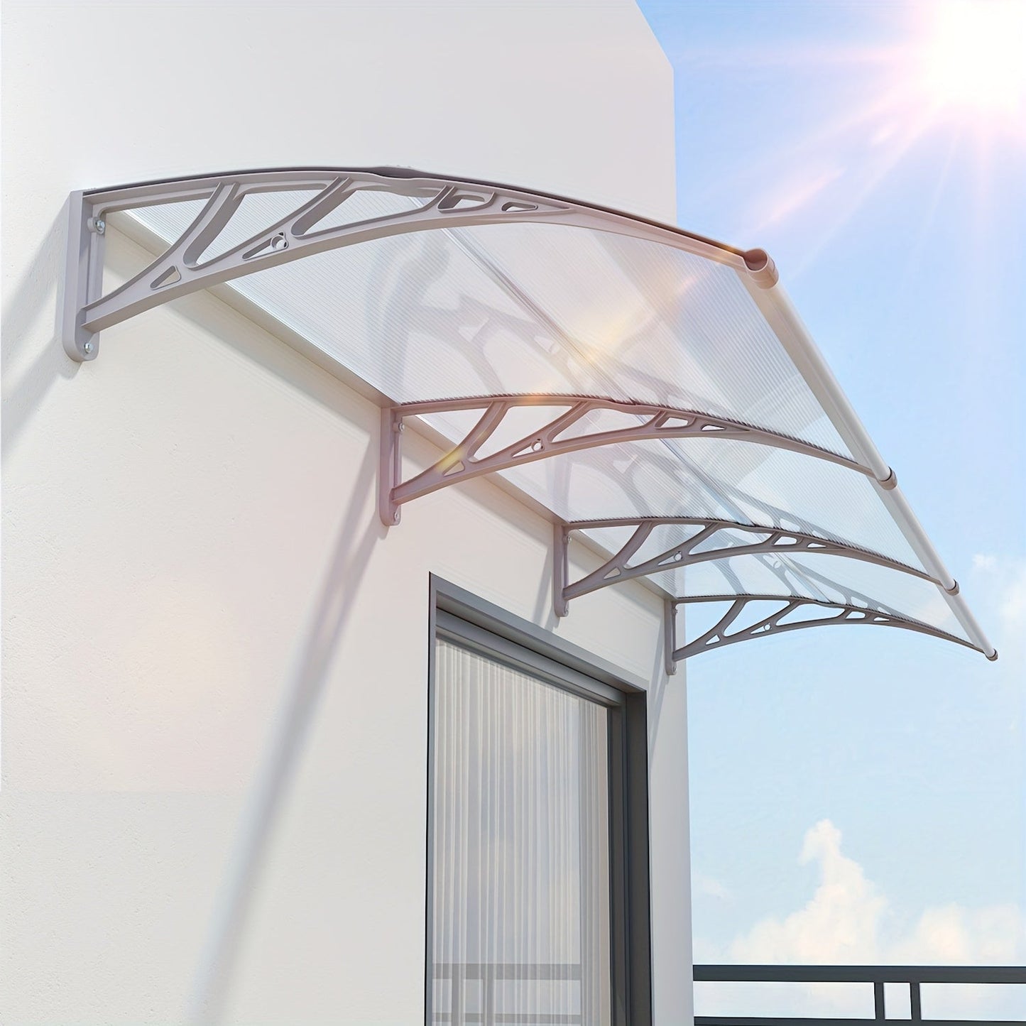 Door Awning Polycarbonate Window Canopy UPF50+ UV Rain Protection for Garden, Patio and Yard Use