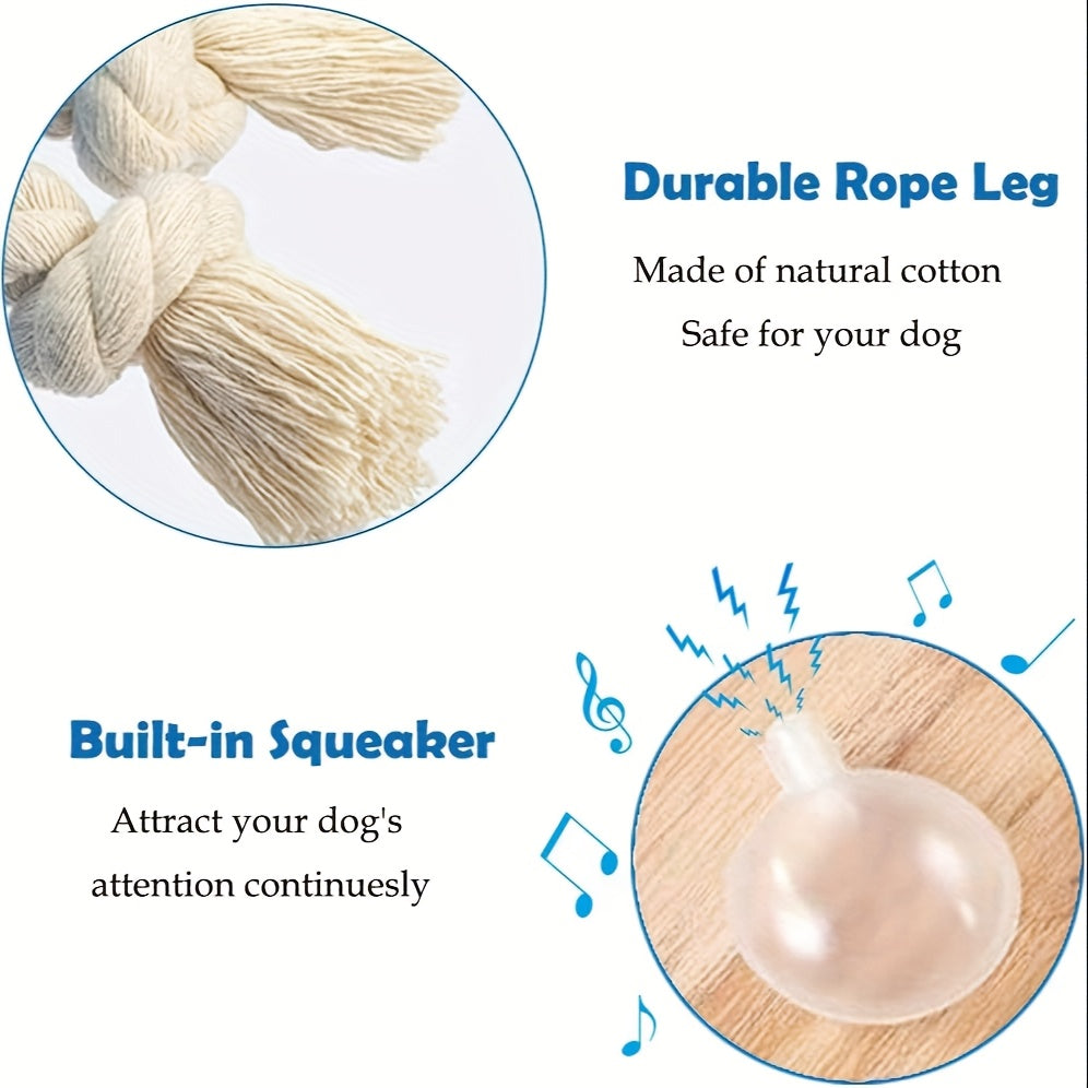 Squeaky Dog Toy Plush Parrot with Rope Interactive Chew Toy Soft Durable Stuffed Animal for Teething Puppies Small Medium Large Dogs