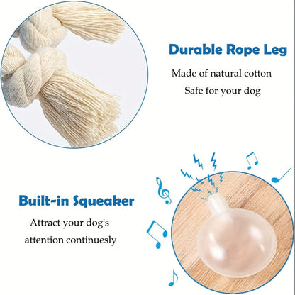 Squeaky Dog Toy Plush Parrot with Rope Interactive Chew Toy Soft Durable Stuffed Animal for Teething Puppies Small Medium Large Dogs