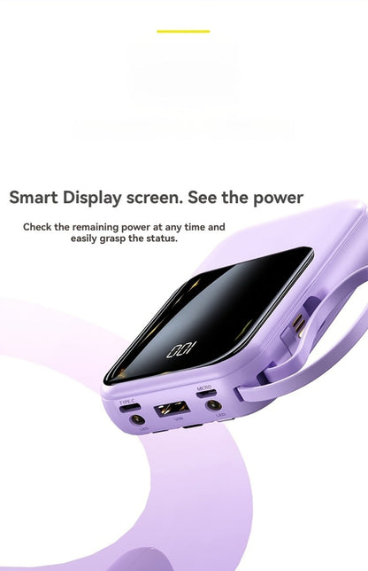 Power Bank 21000mAh Mini with 5W or 22.5W Power Options, Built-In Cable Set and LED Display