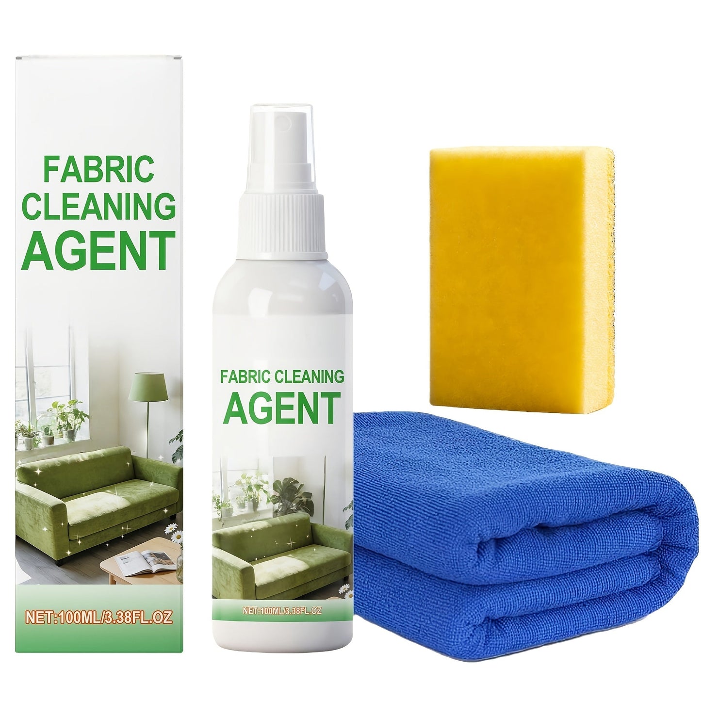 Sofa Cleaner Spray Fabric Stain Remover for Couch Car Interior Upholstery Safe Quick-Drying for Entryways, Bedrooms and Living Spaces