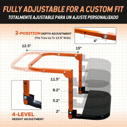 Tire Step Foldable Anti-Slip Thickened – 300 / 500 / 650 lb Capacity Adjustable Height for Truck SUV Trailer Maintenance