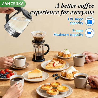 Electric Kettle 1000W Auto Shut-Off Stainless Steel Fast Boiling Hot Water Kettle 1.7L for Entryways, Bedrooms and Living Spaces