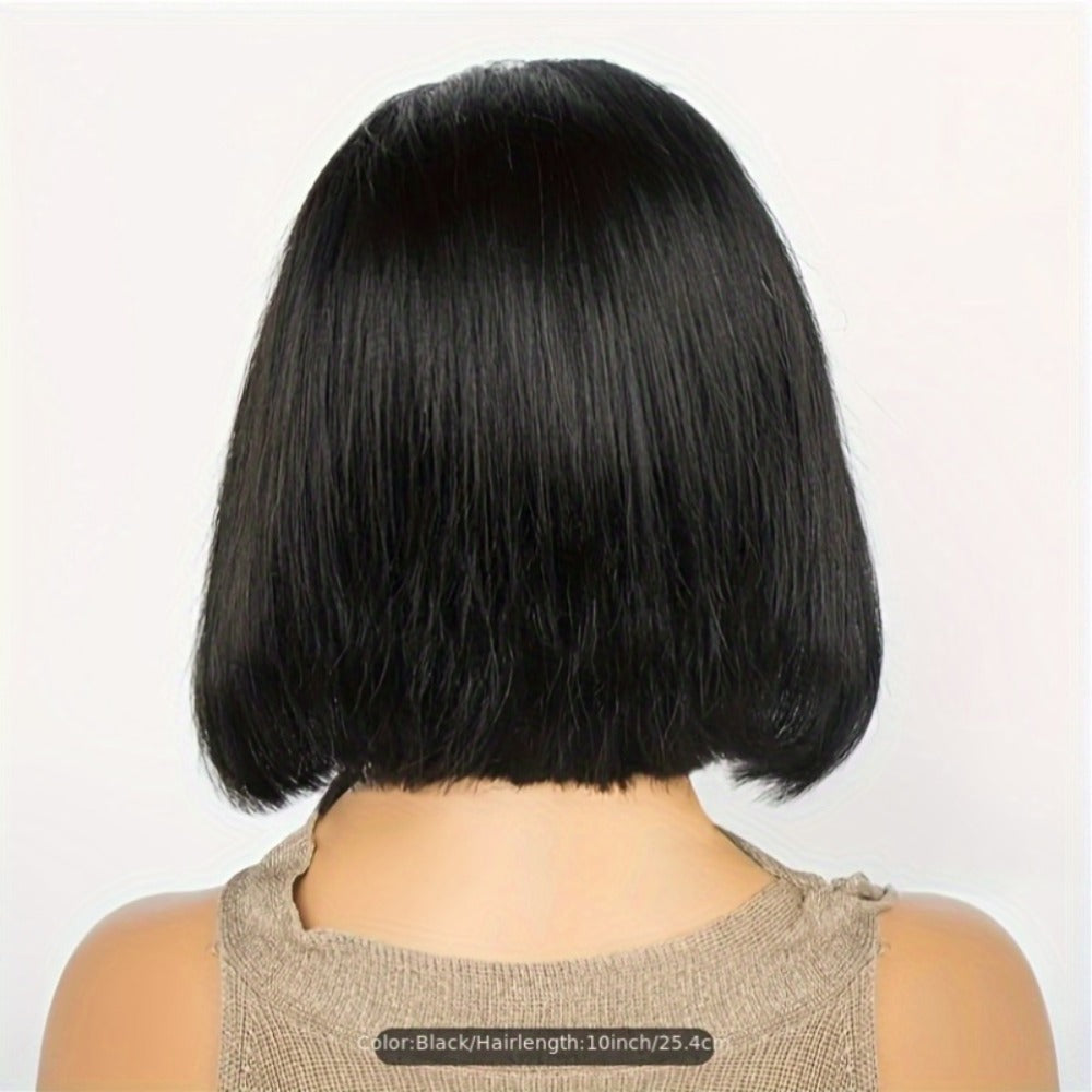 Bob Wig Human Hair 4x4 HD Lace Closure Glueless Short Straight Pre-Plucked Pre-Cut Lace Put, for Home, Travel and Salon Hair Styling