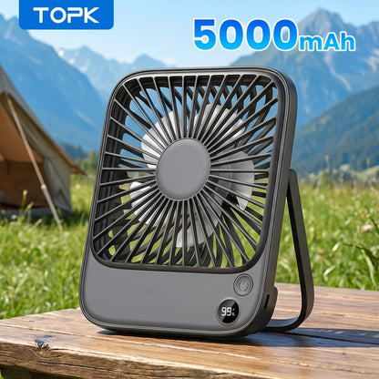 USB Desk Fan Battery Operated, 2000mAh & 5000mAh Rechargeable Mini Personal Fan, 4-Speed Adjustable