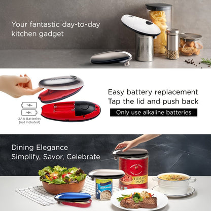 Kitchen Expert Battery Can Opener with One-Touch Control, Circular Rim Operation and Four Colors