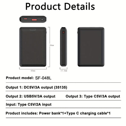Power Bank 10000mAh 5V/3A for Heated Clothing with USB-A, USB-C and One- or Two-Pack Options