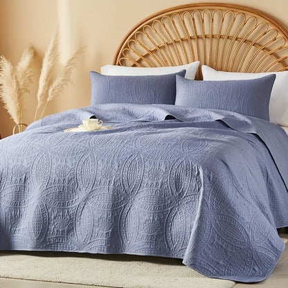 Quilt Set 2-3pcs – Lightweight Microfiber Bedspread Coin Pattern Coverlet All Seasons Twin Full Queen King Cal King