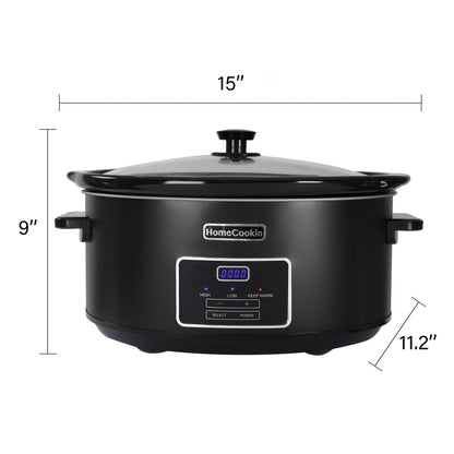 Digital Slow Cooker 6 & 7 Quart Programmable with Non-stick Ceramic Bowl, Countdown Timer & Keep