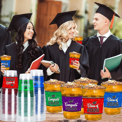 Graduation Plastic Mugs 100 Pack 14oz, 2026 Graduation Party Cups in Black Red Blue Green Purple Maroon for Graduation Ceremony