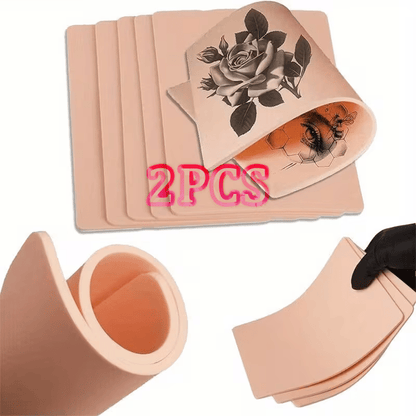 Tattoo Practice Skin Silicone Double-Sided – Flexible Fake Skin 1mm, Realistic Curvature for Tattoo Artists, Beginners