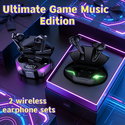 Cute Pink Cat Ear Headphones & Wireless Earbuds Gift Set Bundle LED Glowing Over-Ear for Bedside Audio, Alarms and Room Entertainment