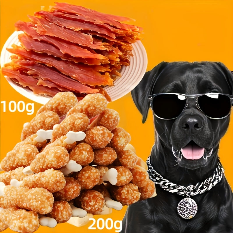 Dog Chew Sticks & Duck Jerky Bundle – Bone-Shaped Teething Chews & Duck Sausage Treats, Healthy Daily Snacks for Small Medium Large Dogs