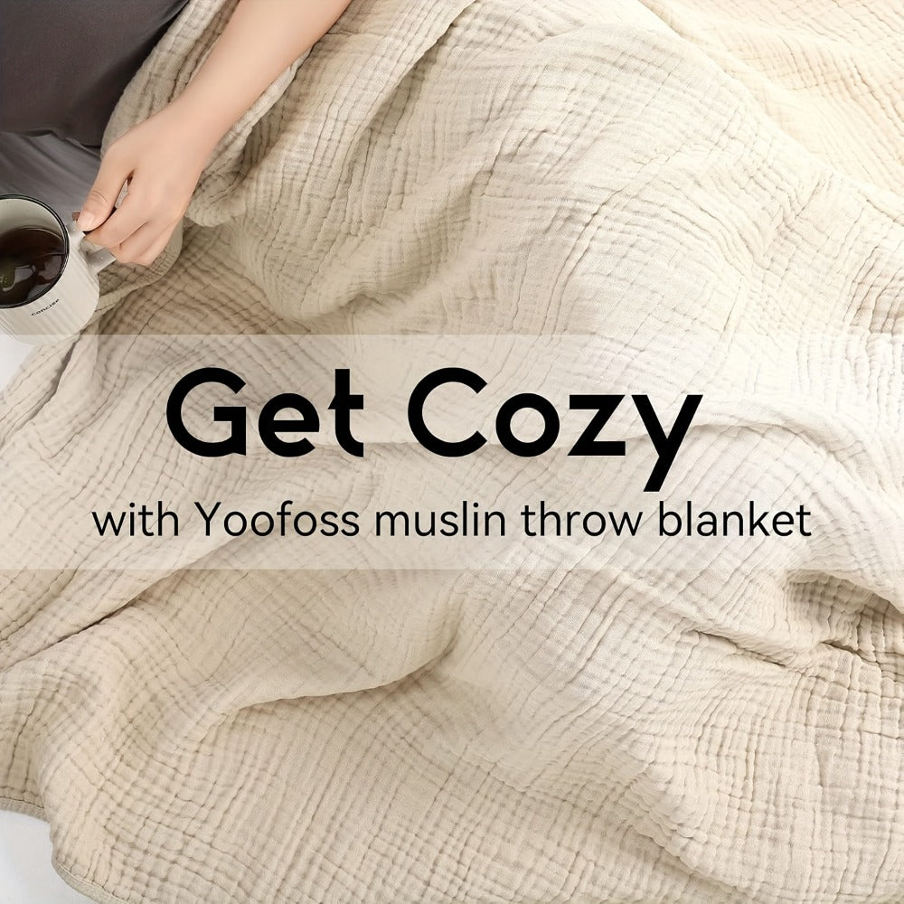 Morandi Cotton Muslin Blanket 6-Layer, Gauze Throw for Couch & Bed, Breathable All Season, 6 Colors