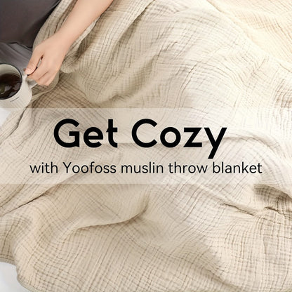 Morandi Cotton Muslin Blanket 6-Layer, Gauze Throw for Couch & Bed, Breathable All Season, 6 Colors