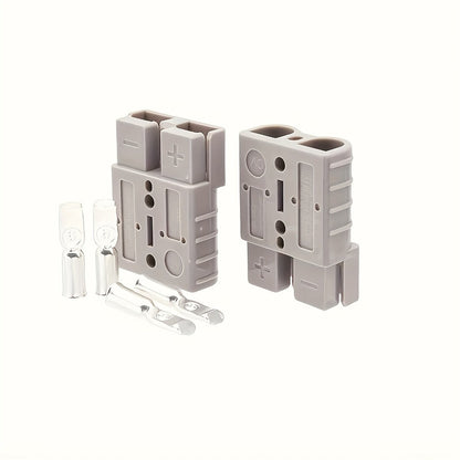 Ten-Pack 50-Amp Two-Pole Battery Disconnect Connector Set with Grey Housings and Terminal Contacts