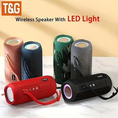 TG227 Portable Bluetooth Speaker with LED Breathing Light, TWS Stereo Sound, USB-C Rechargeable, Wireless Speaker for Outdoor Camping