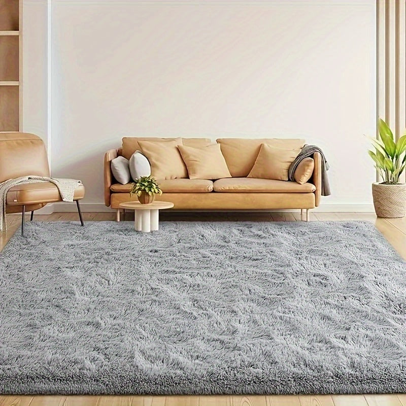 Area Rug Fluffy Faux-Fur Shag in Solid, Tie-Dye and Ombre Colors with Six available Room Sizes