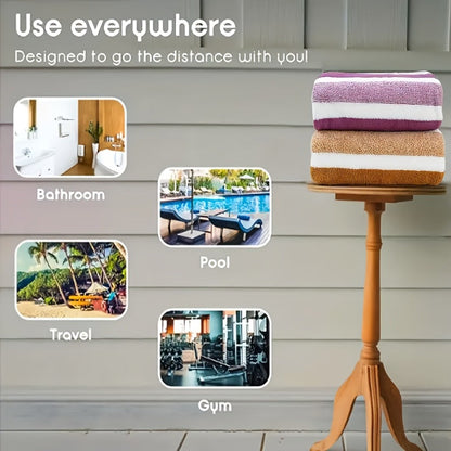 Towel Set 9 or 15 Piece 320GSM Coral Fleece Striped Mix in Five Solid or Mixed Colors for Home and Guest Use