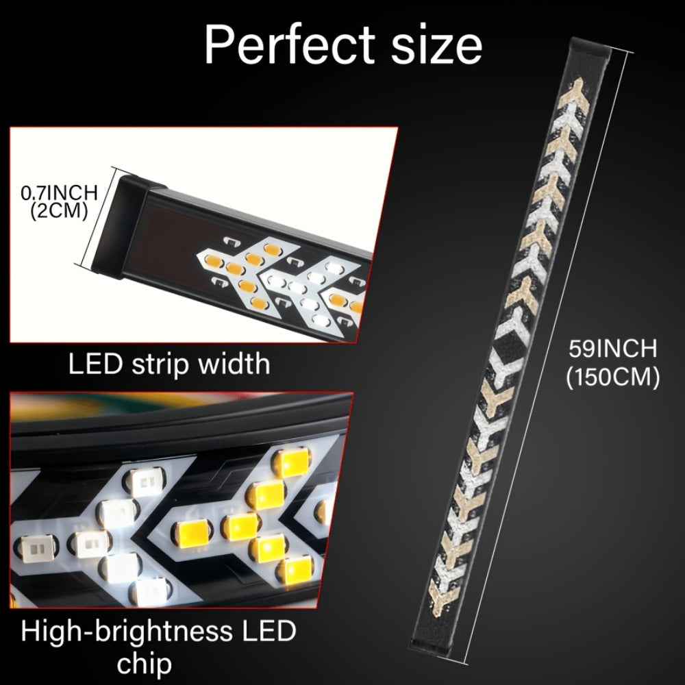 LED Tailgate Light Bar 60 Inch – Fishbone Arrowhead Strip Light for Truck, Pickup, SUV & Trailer | DC 12V 24V | No-Drill Install | Anti