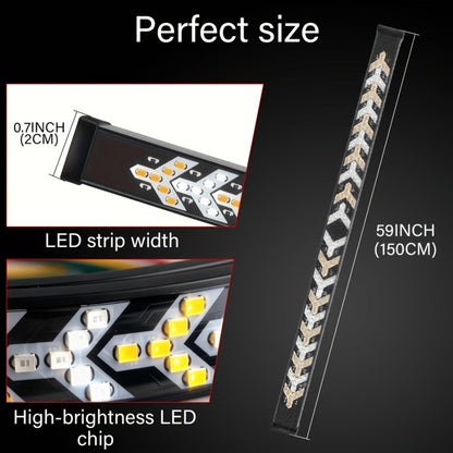 LED Tailgate Light Bar 60 Inch – Fishbone Arrowhead Strip Light for Truck, Pickup, SUV & Trailer | DC 12V 24V | No-Drill Install | Anti