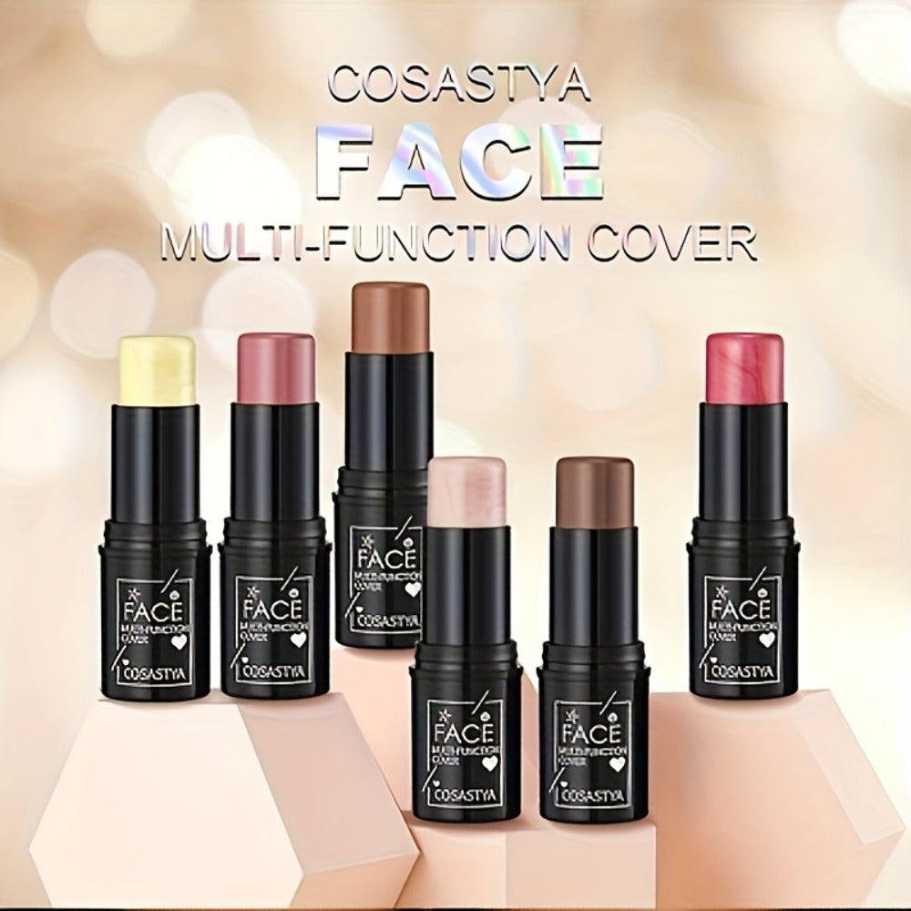 Blush Stick Makeup Set 6 Piece, 3-in-1 Waterproof Blush Eyeshadow Touch-Up Sticks, All-Day Glossy Shimmer
