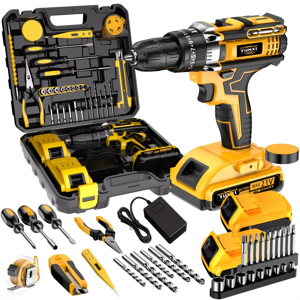 Cordless Impact Drill Set 21V - Wireless Power Drill with Battery & Quick Charger, Multifunctional Tool Kit for Home