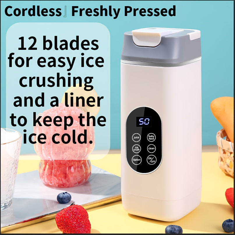 Portable Juicer USB Rechargeable with LED Display - Handheld Personal Blender for Smoothies, Juice & Ice Crush