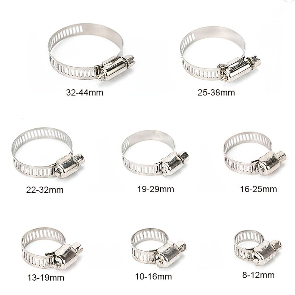 Stainless Steel Hose Clamps 100-Pack Assortment Kit – Multiple Universal Sizes Adjustable Hose, for Home Plumbing Maintenance and Repair
