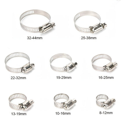 Stainless Steel Hose Clamps 100-Pack Assortment Kit – Multiple Universal Sizes Adjustable Hose, for Home Plumbing Maintenance and Repair