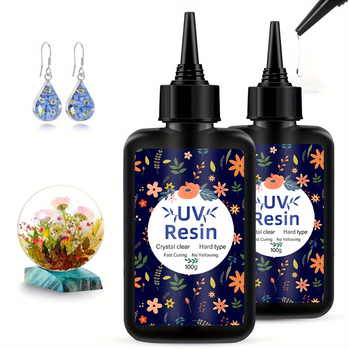 UV Resin Fast Curing Crystal Clear High Viscosity Transparent Epoxy Resin for Jewelry Making Casting & Crafts