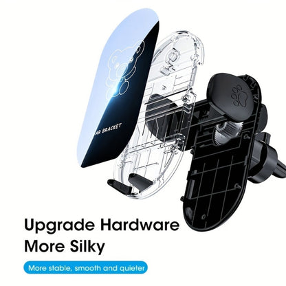 Bear-Graphic Air-Vent Phone Holder with 360-Degree Rotation, Black or Yellow Frame and Adjustable Cradle