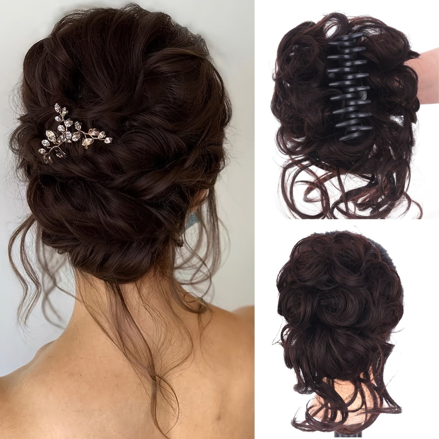 Hair Extensions Curly-Wavy 6-Inch Synthetic Messy Bun with Claw Clip and Seven Color Codes