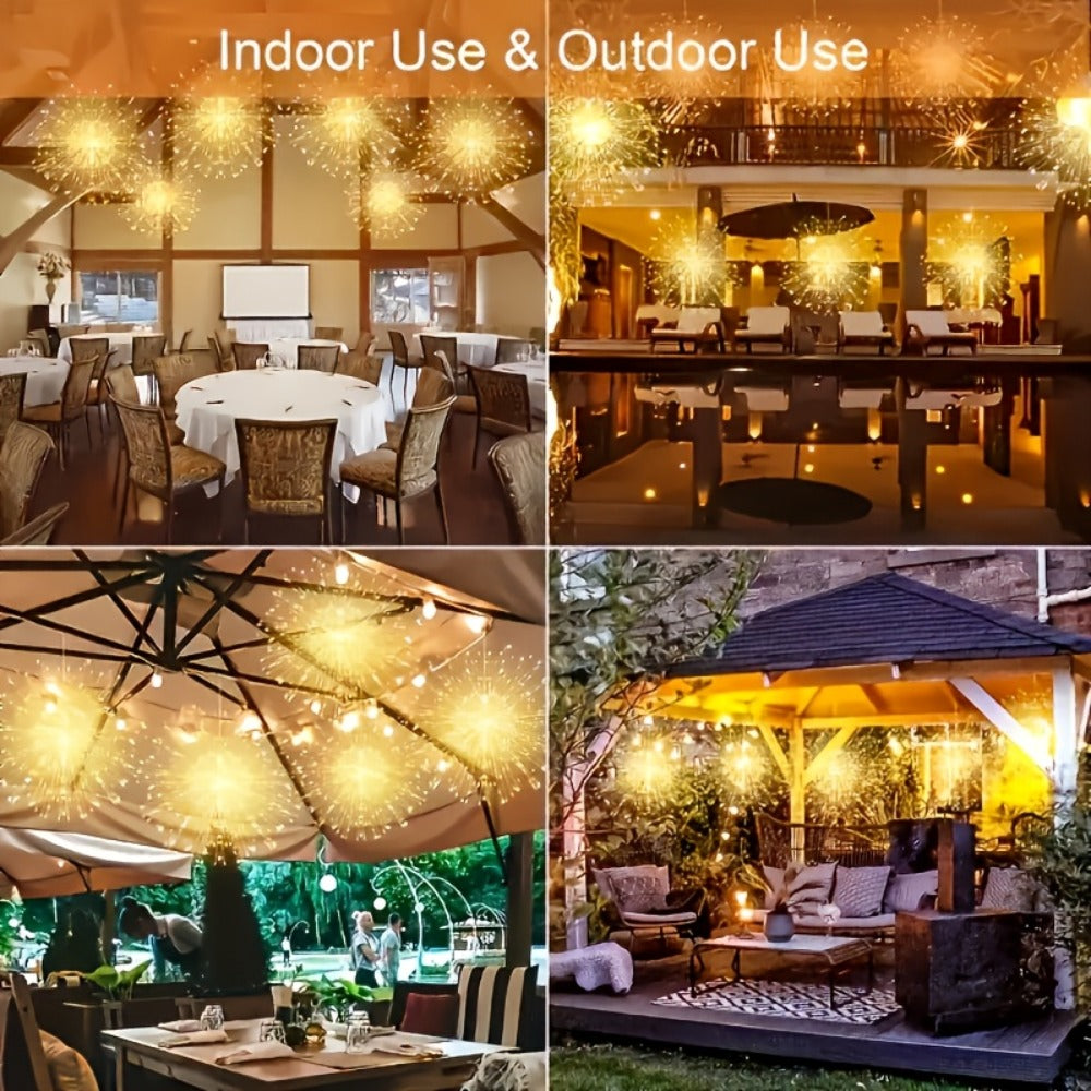 Solar Starburst Lantern Fairy Lights Outdoor 5 Pack 450 LED – Remote & Timer, 8 Modes, Adjustable Brightness