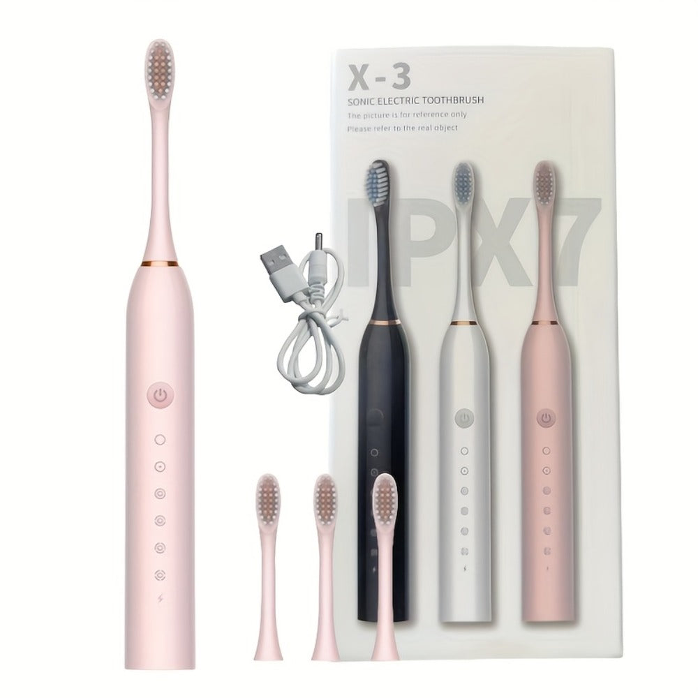 Electric Toothbrush with Six Brushing Modes, Two-Minute Timer, USB Charging and Three Color Options