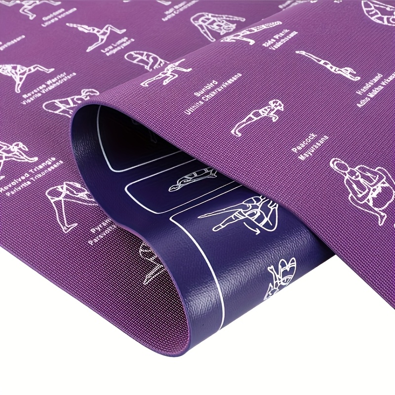 Yoga Mat with 75 Yoga Pose Illustrations & Side Storage Bag – Non-Slip Extra Thick Flexible Durable Exercise Mat for Beginners Men Women