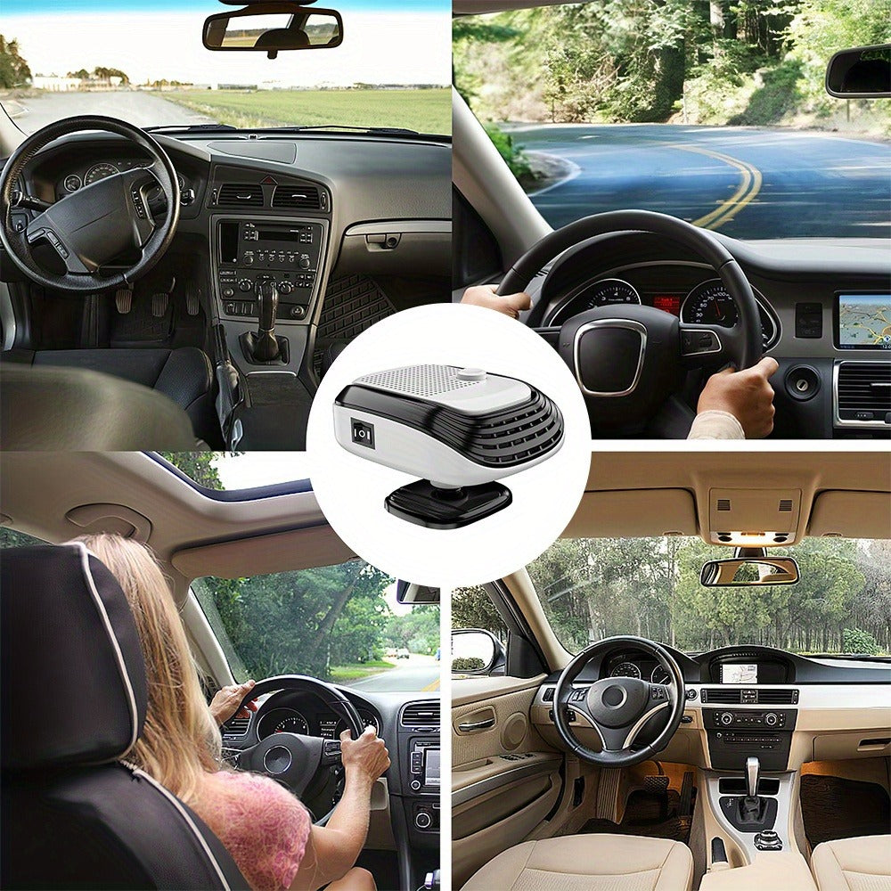 Portable Car Heater & Defroster 150W – Fast-Heating Windshield Defogger with Adjustable Airflow for Car, SUV, RV & Camping | White & Green