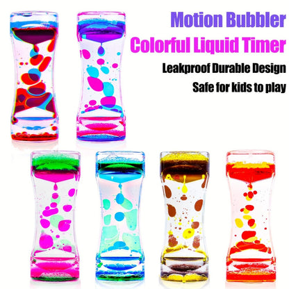 Liquid Motion Bubbler Timer 6 12 Pack Sensory Fidget Toys for Kids Adults, Colorful Liquid Hourglass Desk Toy for Stress