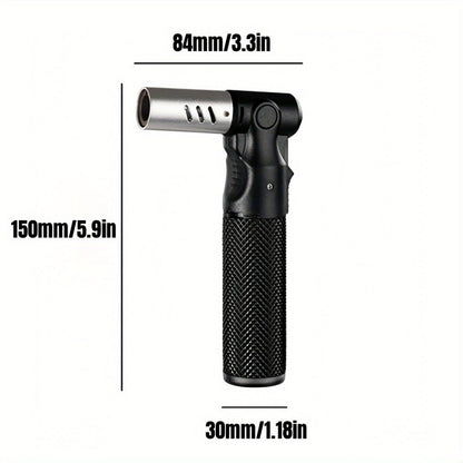 Angled-Nozzle Torch Lighter with Knurled Cylindrical Grip, Standing Body and Three Finish Options