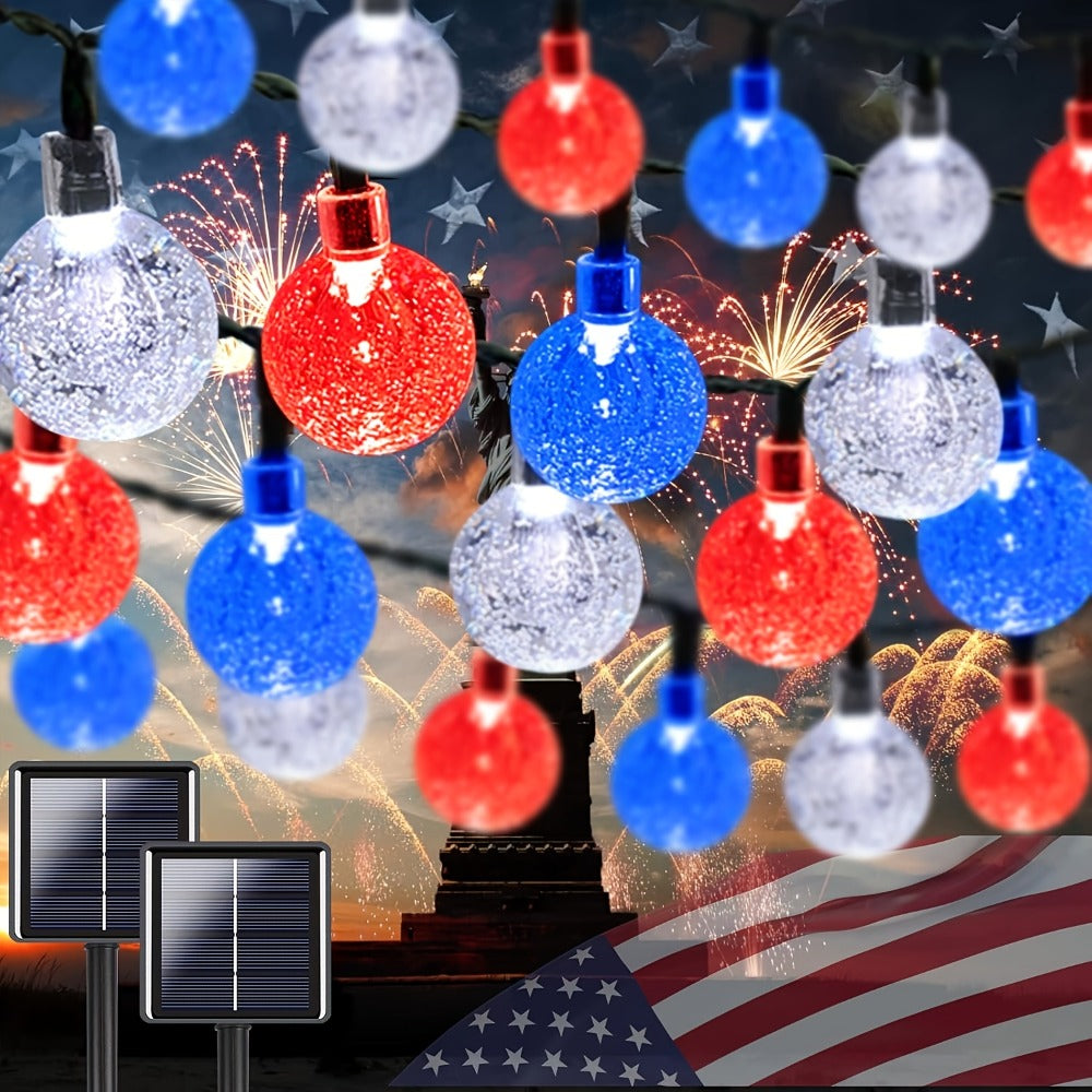 String Lights, 100-LED Solar Crystal Ball Fairy Lights with Eight Modes, 39-Foot Length and Four Colors