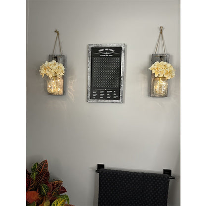 Mason Jar Wall Sconces Set of 2 – Rustic Farmhouse Wall Decor with Ivory Hydrangea Flowers