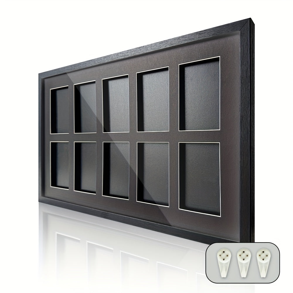 Trading Card Display Case Wall Mounted Wood Frame – Pokemon TCG Sports Cards 35–360pt Compatible, 1/2/4/6/10 Grid Options