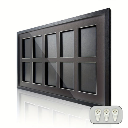 Trading Card Display Case Wall Mounted Wood Frame – Pokemon TCG Sports Cards 35–360pt Compatible, 1/2/4/6/10 Grid Options